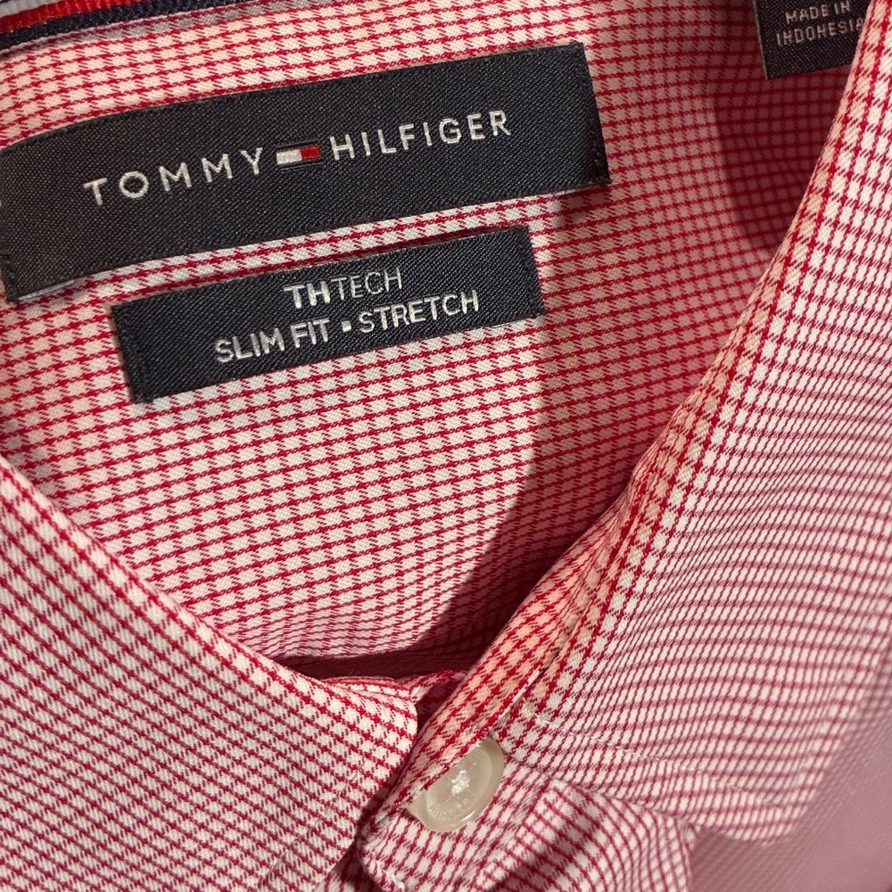 Tommy Hilfiger XL red/white slim fit stretch long sleeve men’s
